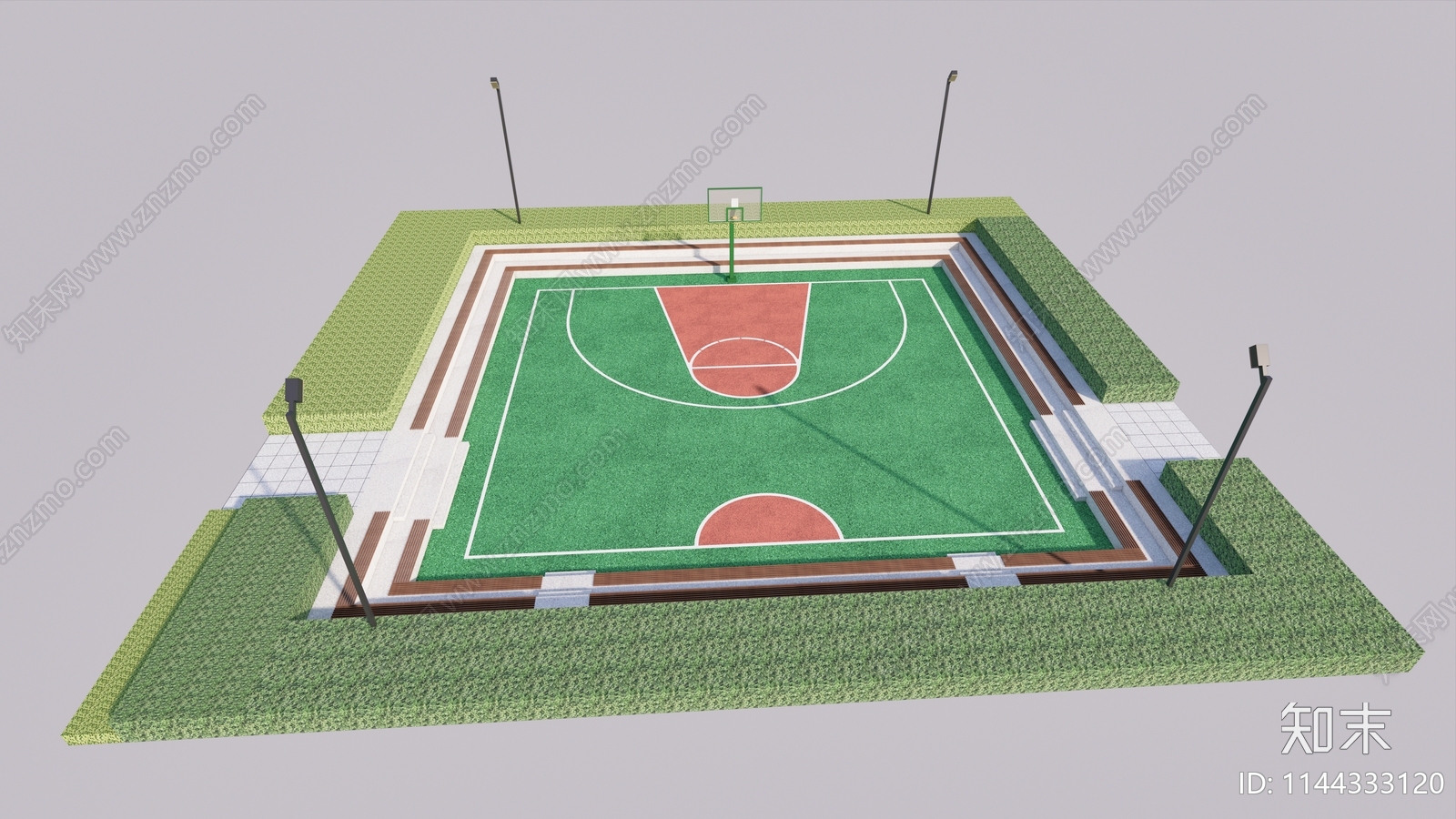 现代户外篮球场SU模型下载【ID:1144333120】