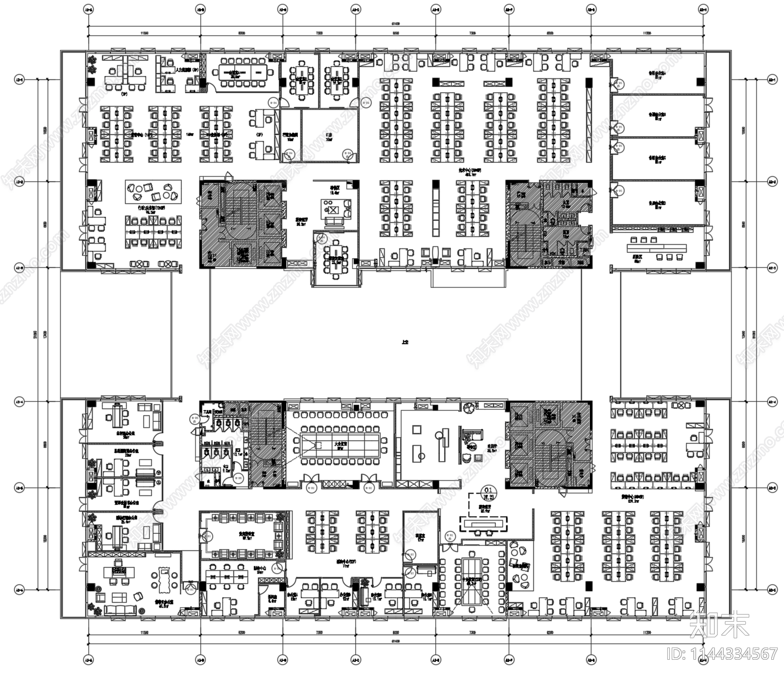 深圳2800m²办公室空间cad施工图下载【ID:1144334567】