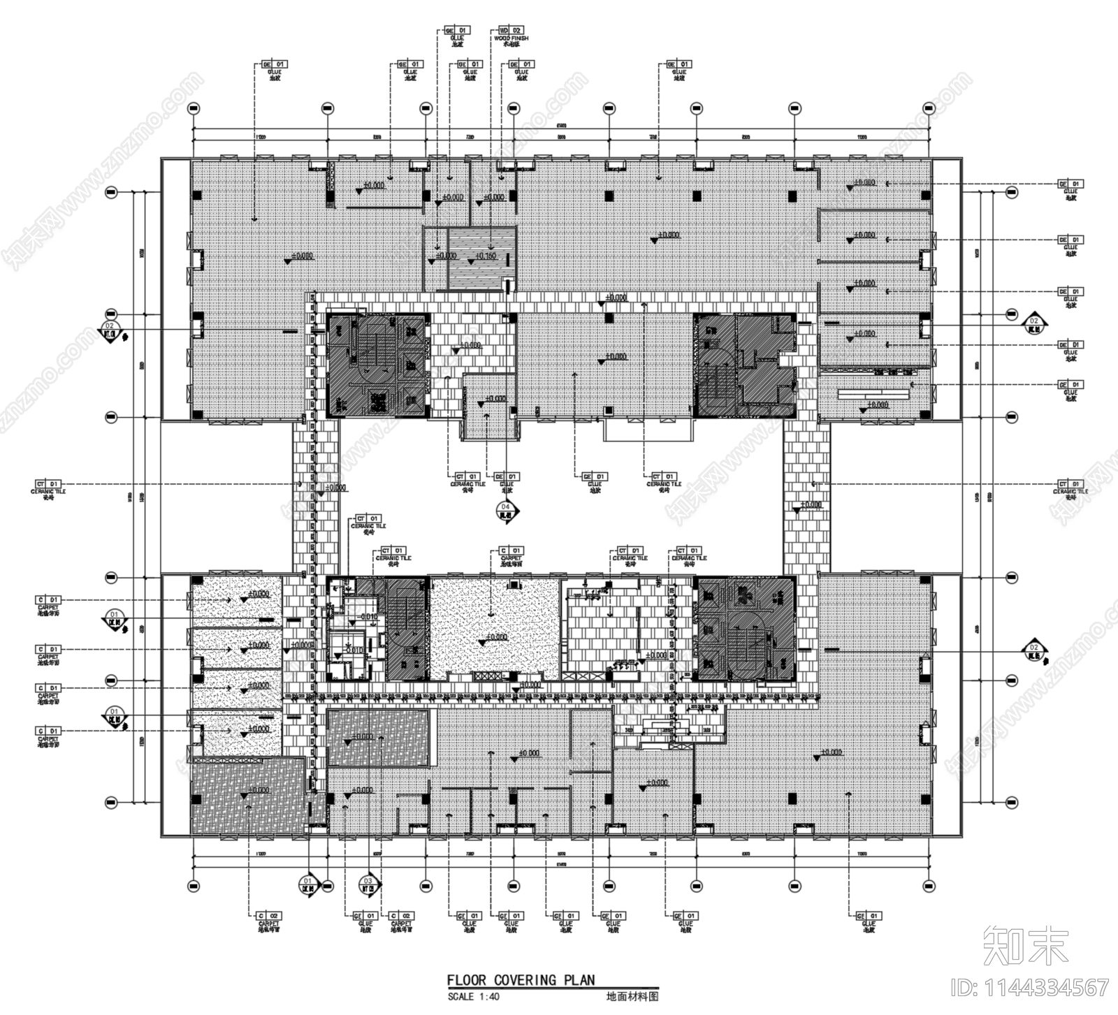 深圳2800m²办公室空间cad施工图下载【ID:1144334567】