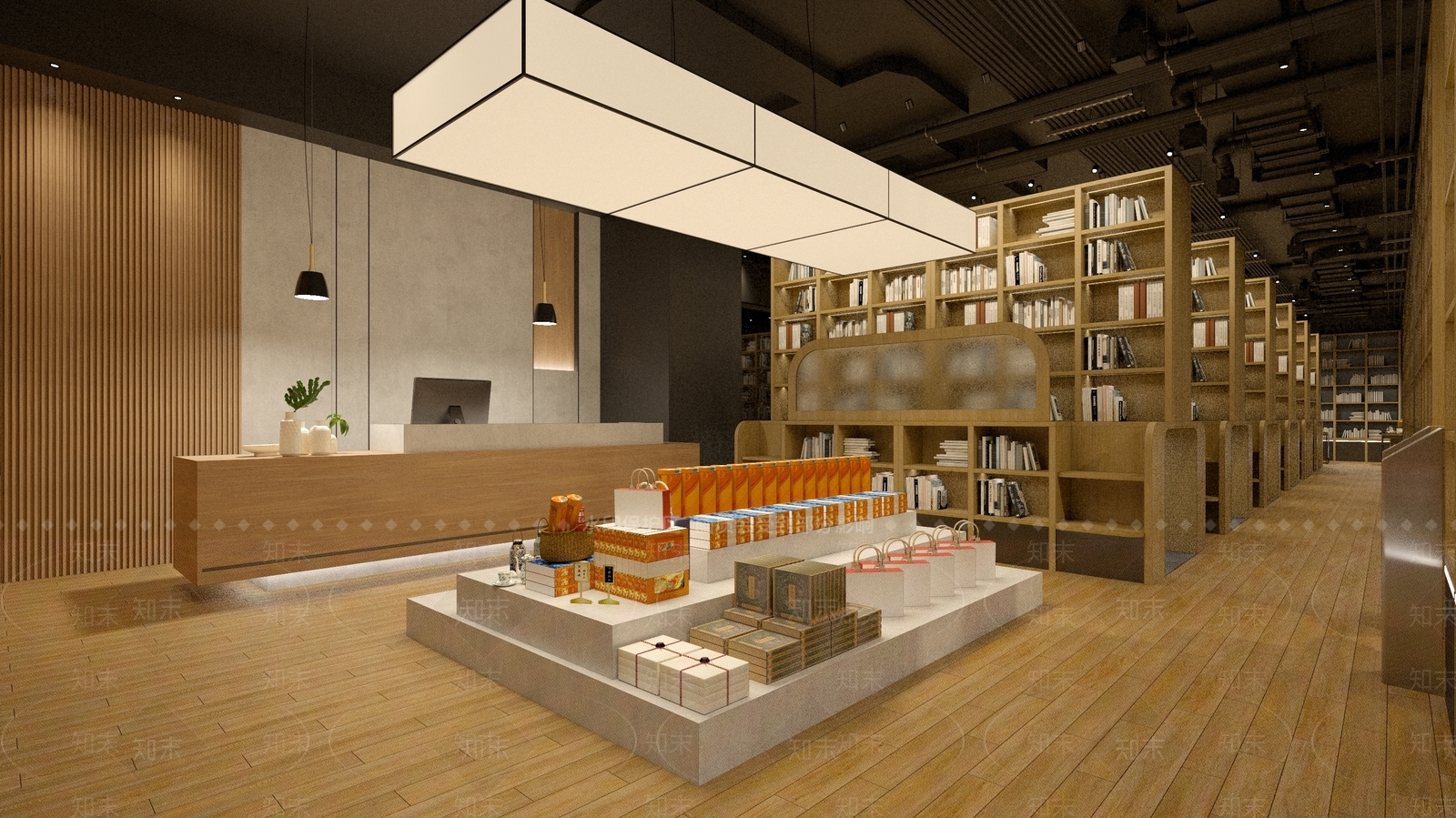 现代图书馆书店内部SU模型下载【ID:1144341842】