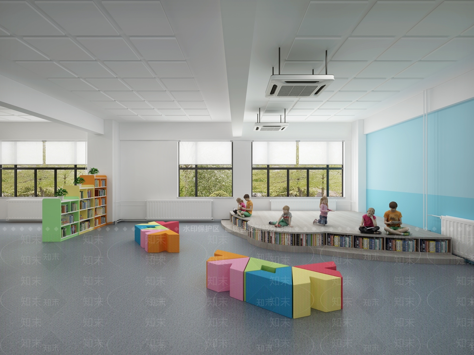 小学开放阅览室3D模型下载【ID:1144344547】