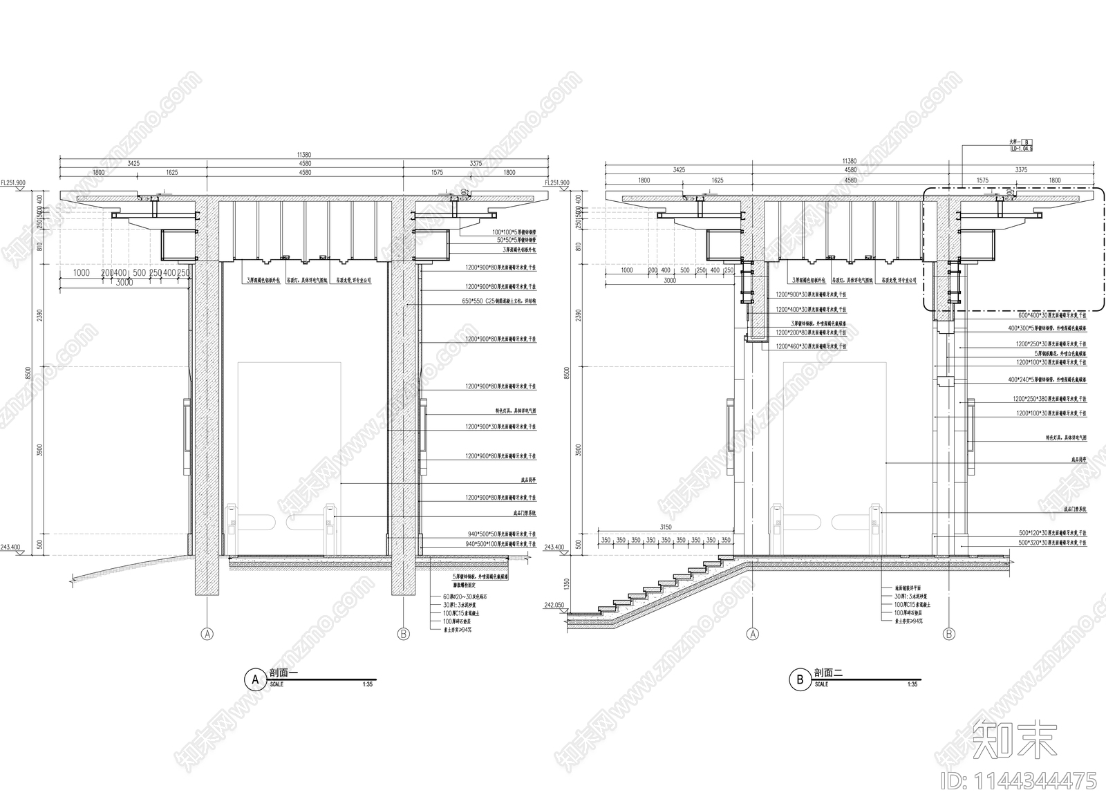 新中式住宅小区入口cad施工图下载【ID:1144344475】