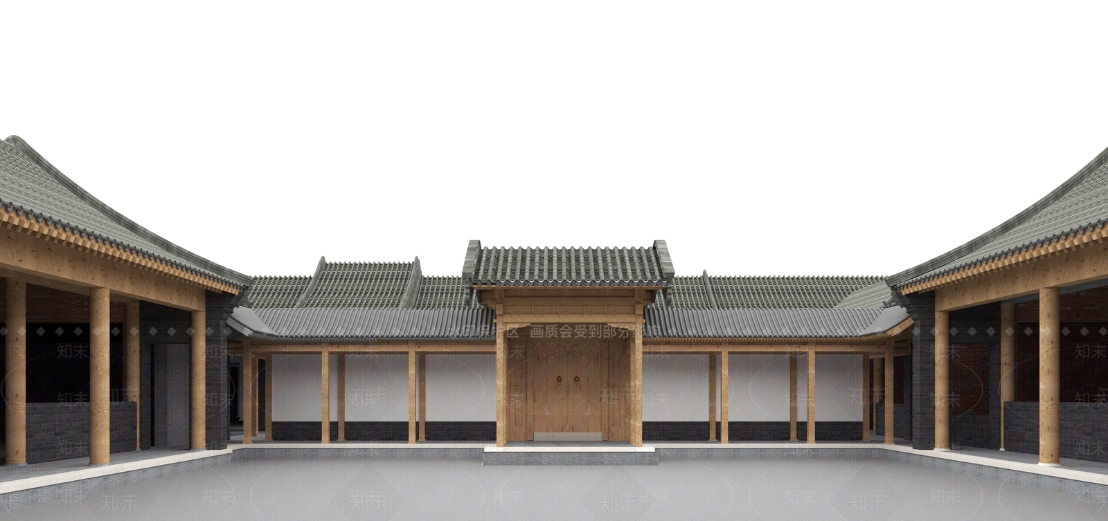 四合院框架结构3D模型下载【ID:1144347479】