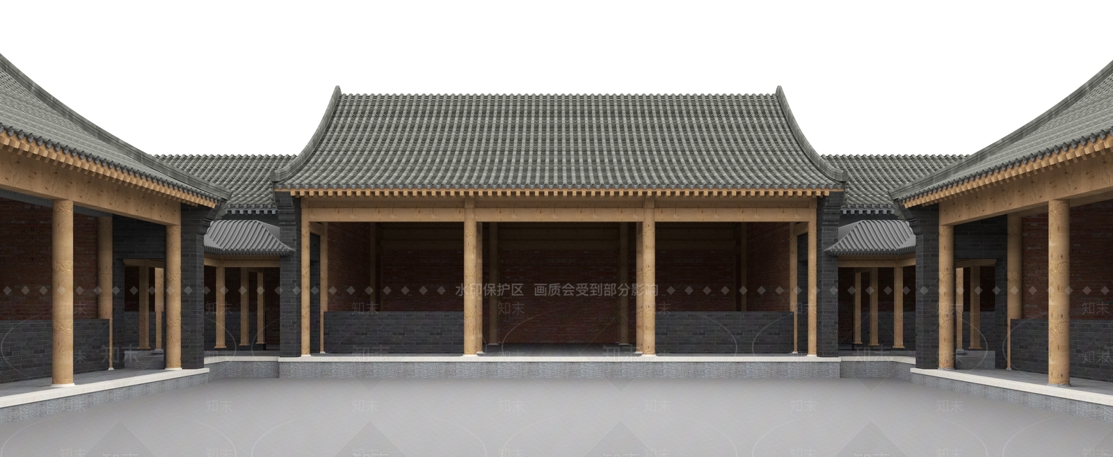 四合院框架结构3D模型下载【ID:1144347479】