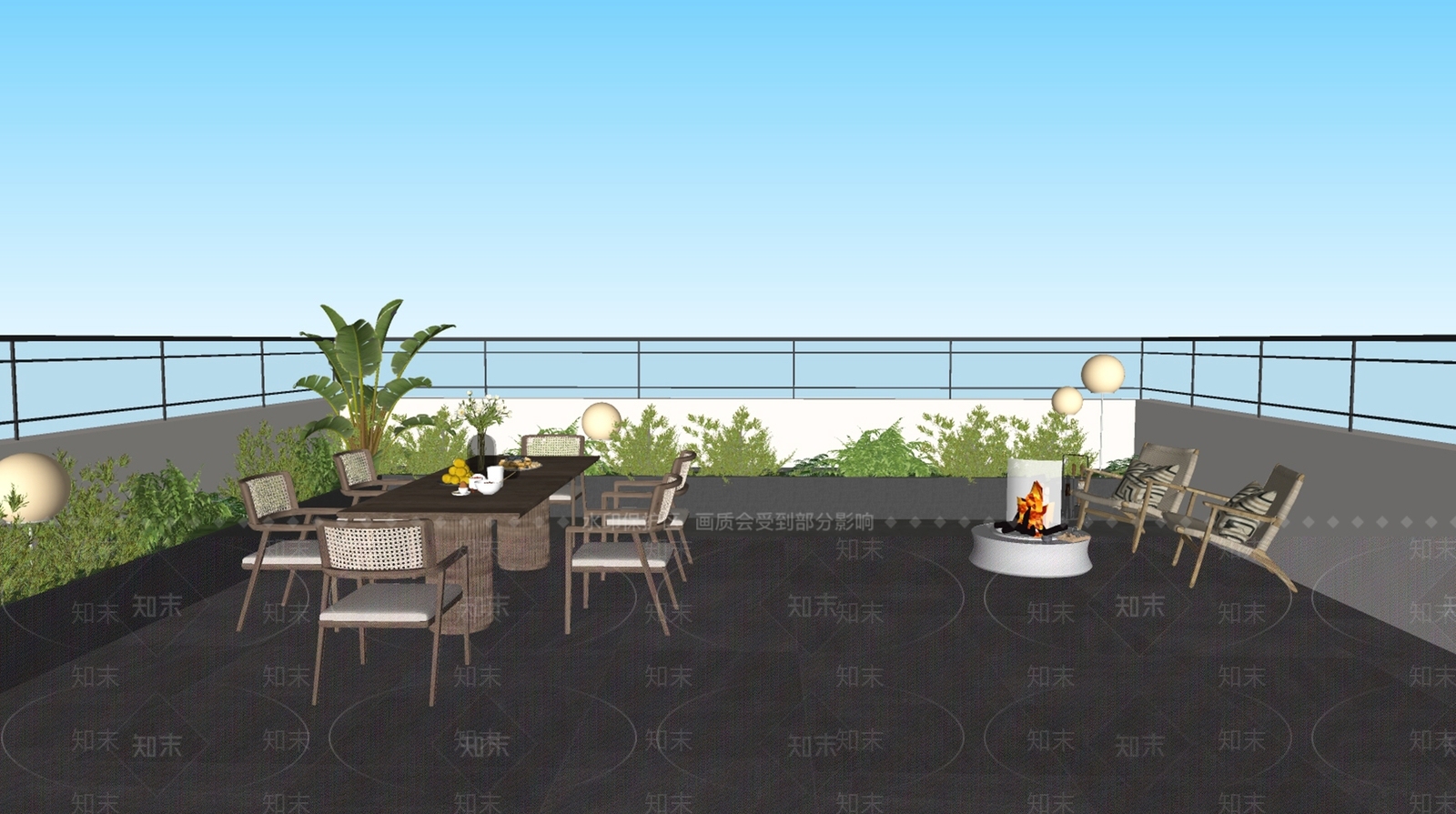 现代屋顶花园SU模型下载【ID:1144545159】_知末su模型网