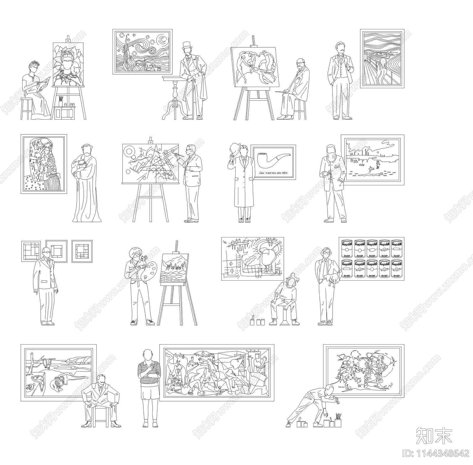 歌手画家人物cad施工图下载【ID:1144348642】
