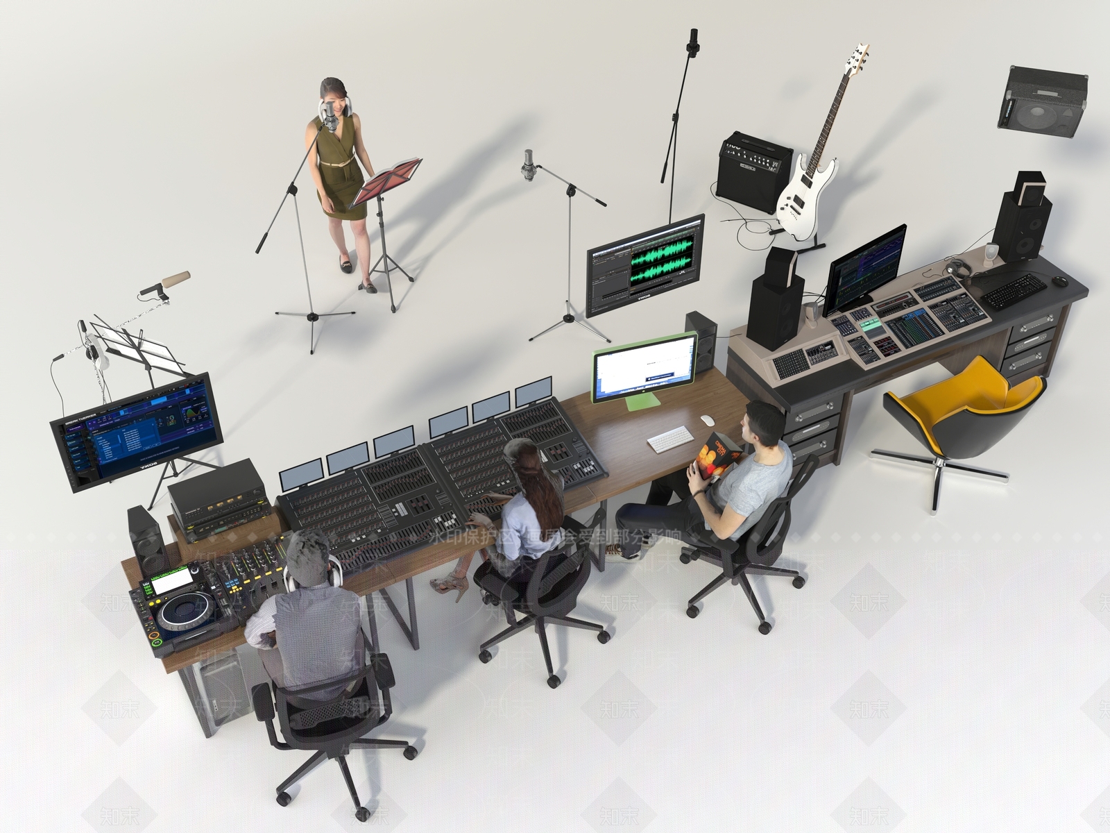 录音室设备组合3D模型下载【ID:1144349785】