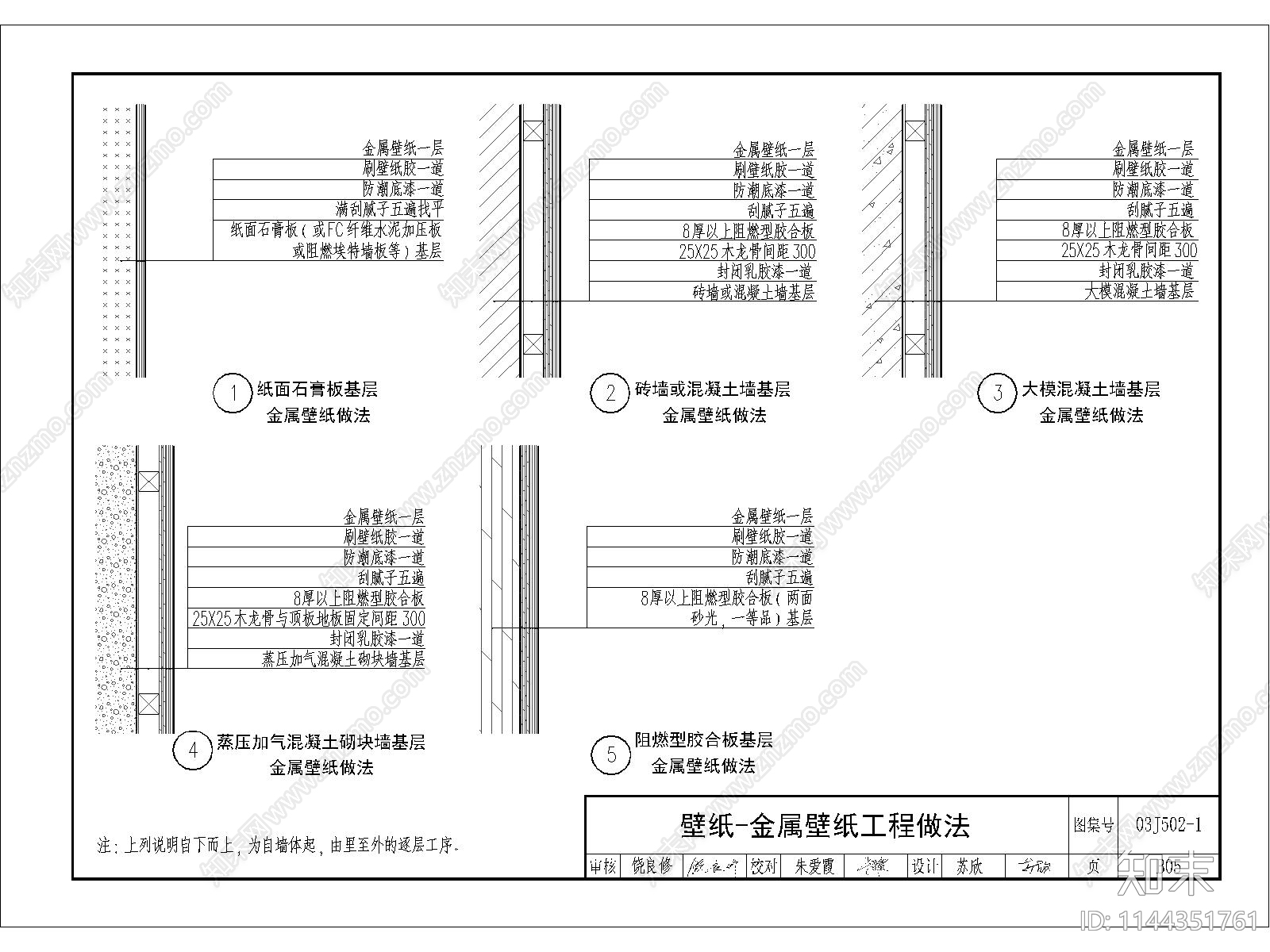 墙纸工艺做法节点大样cad施工图下载【ID:1144351761】