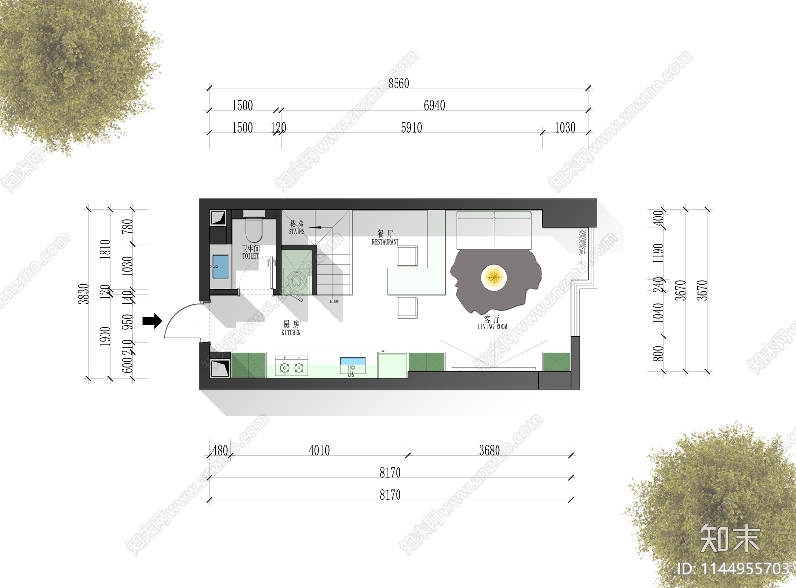 公寓平面施工图下载【ID:1144955703】