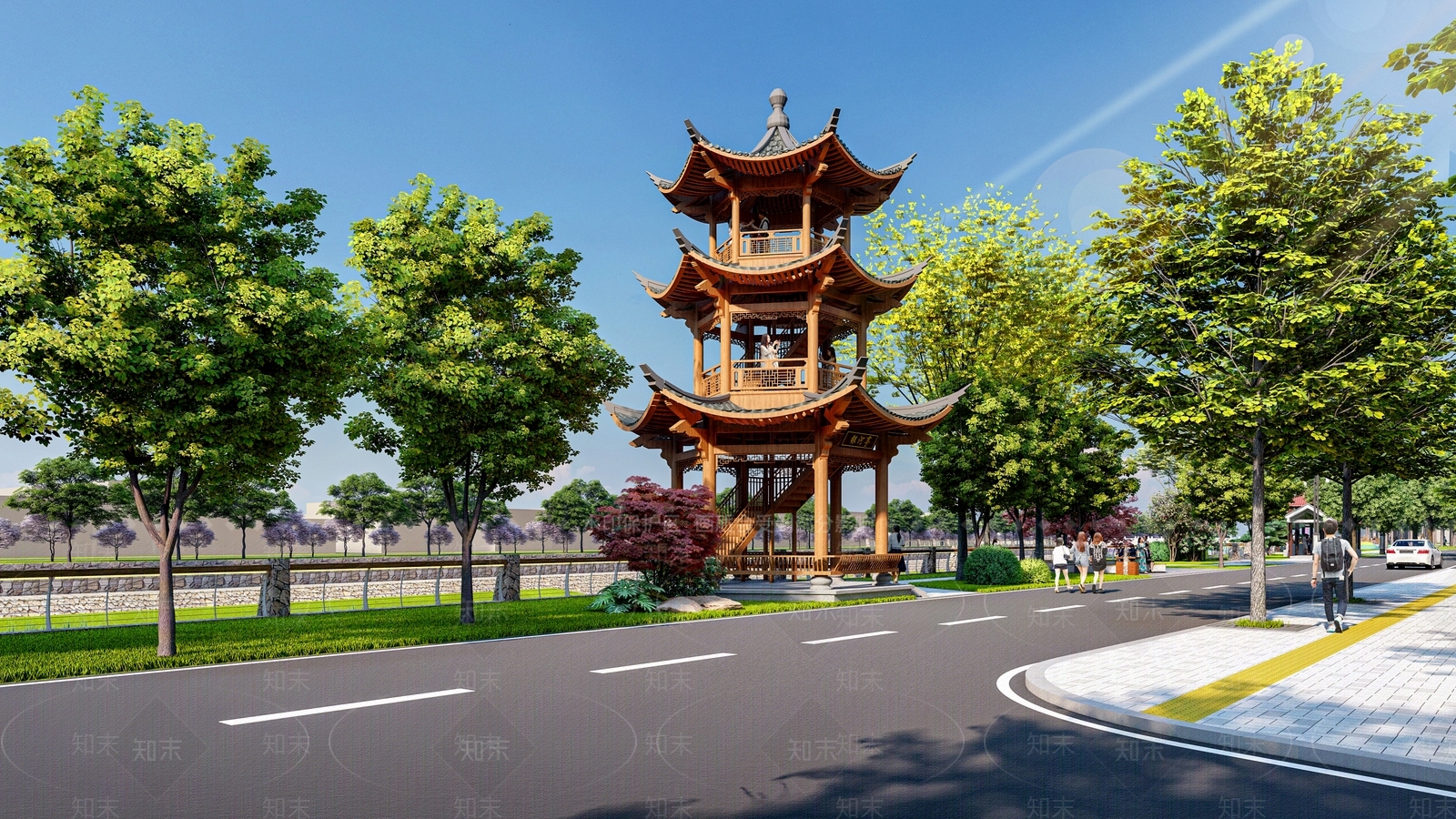 新中式亭子SU模型草图