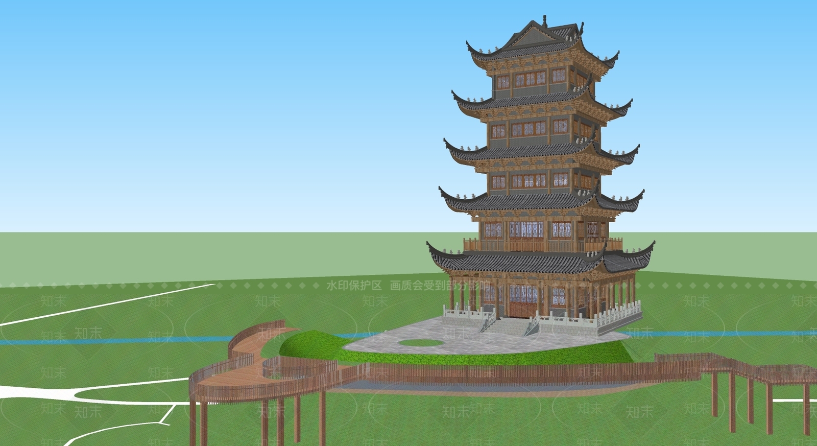 中式五层阁楼SU模型下载【ID:1144353903】
