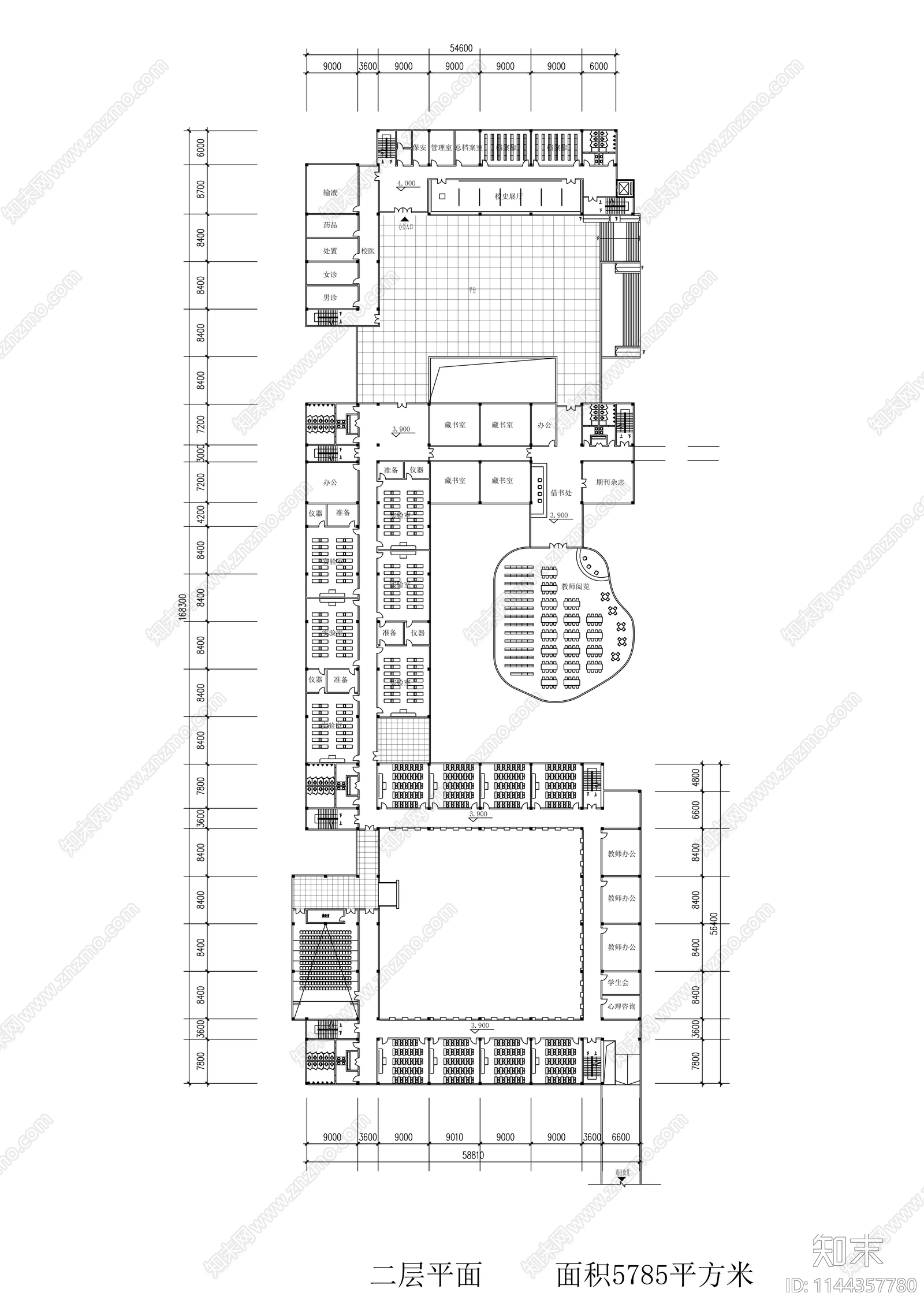 某实验中学建筑cad施工图下载【ID:1144357780】