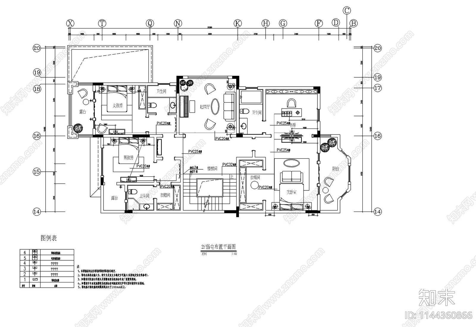 800㎡四层别墅家装室内cad施工图下载【ID:1144360866】