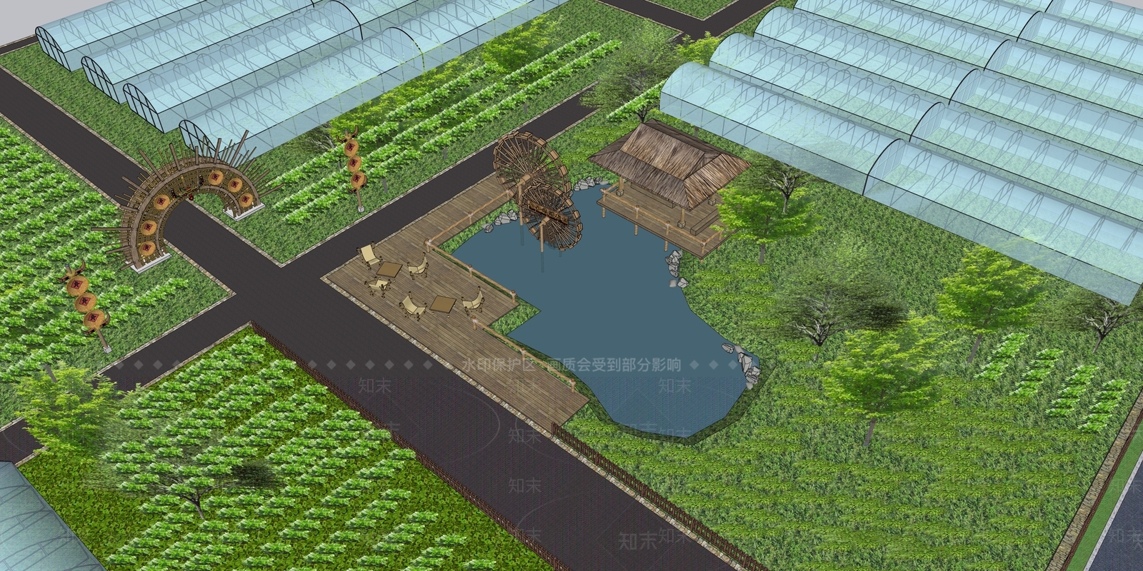 现代乡村公园SU模型下载【ID:1144361510】