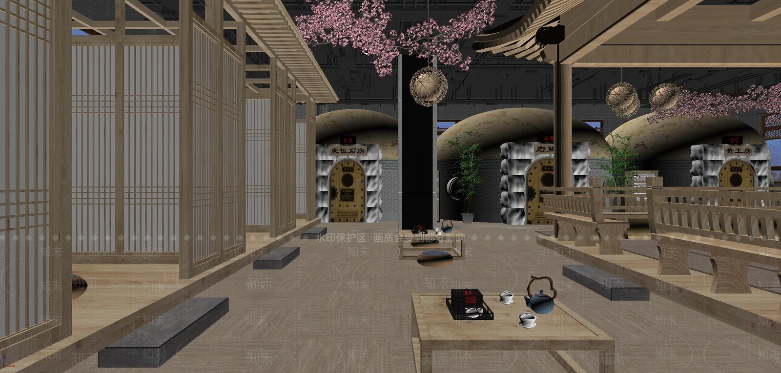 日式洗浴室SU模型下载【ID:1144367201】