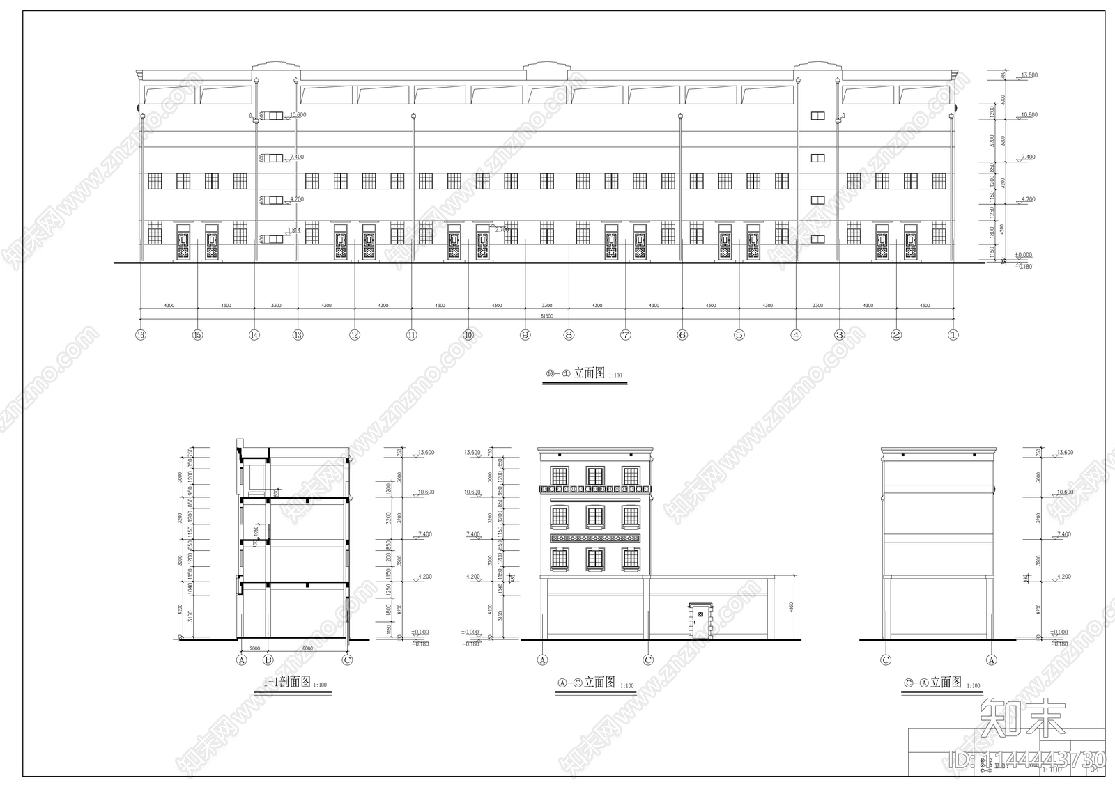 商业古建筑cad施工图下载【ID:1144443730】