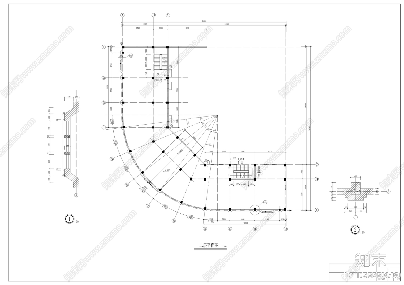 商业古建筑cad施工图下载【ID:1144443730】