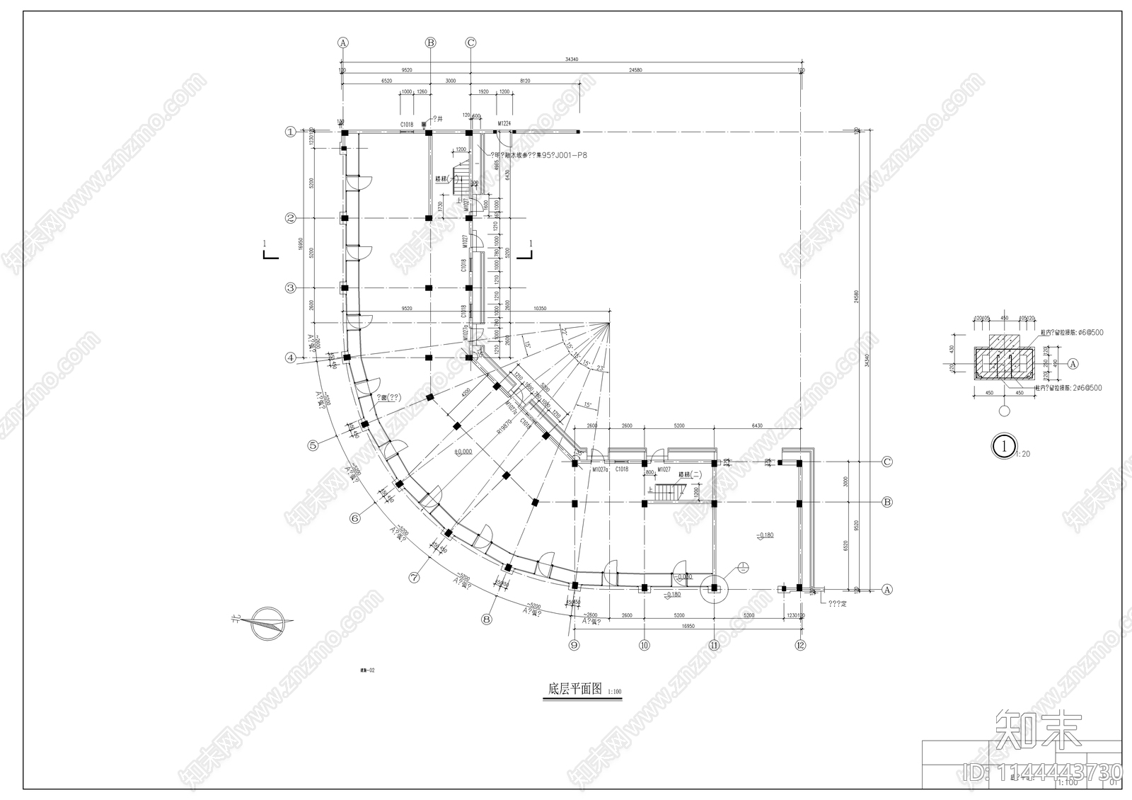 商业古建筑cad施工图下载【ID:1144443730】