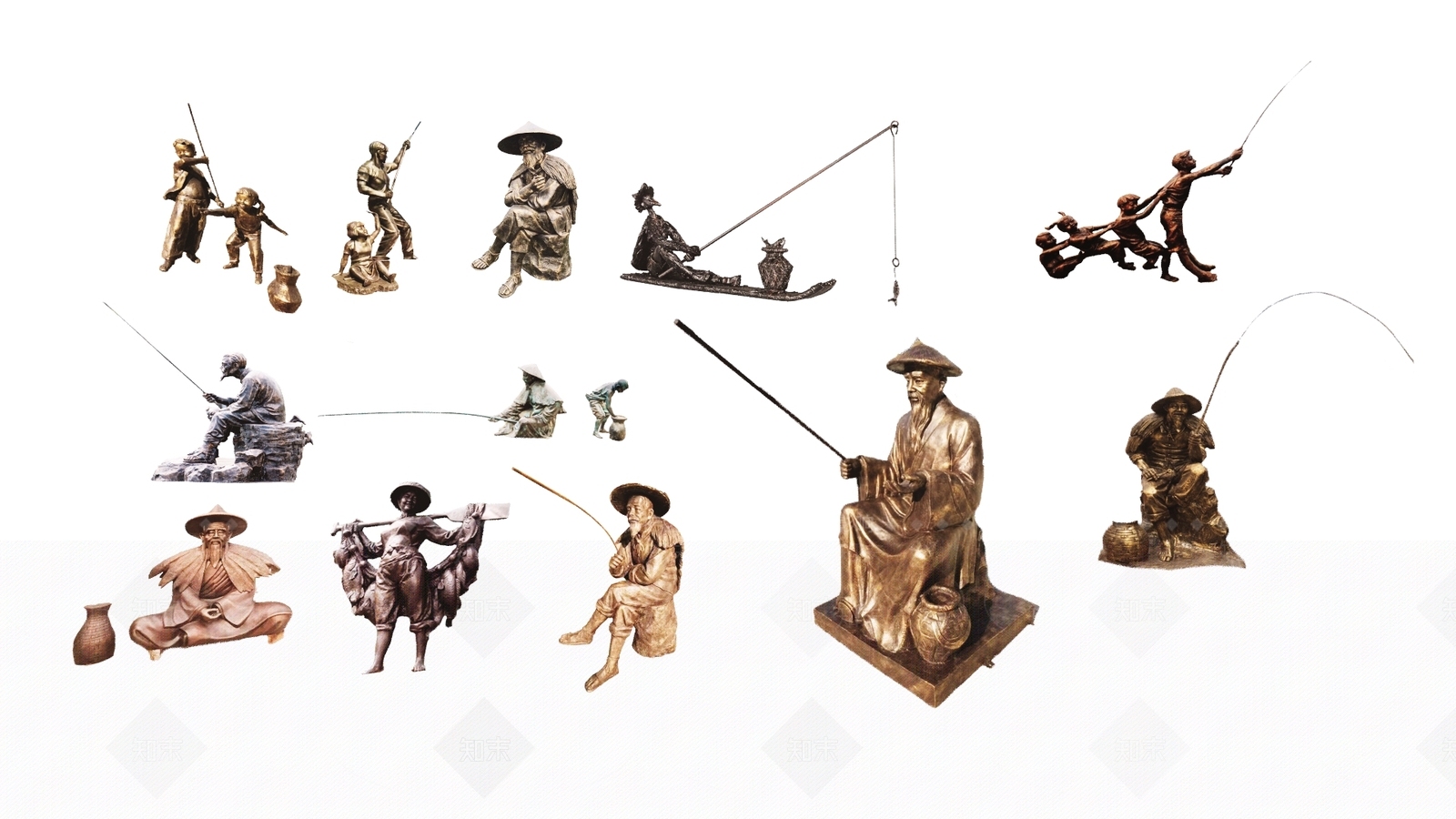 中式民俗人物雕塑SU模型下载【ID:1144369876】