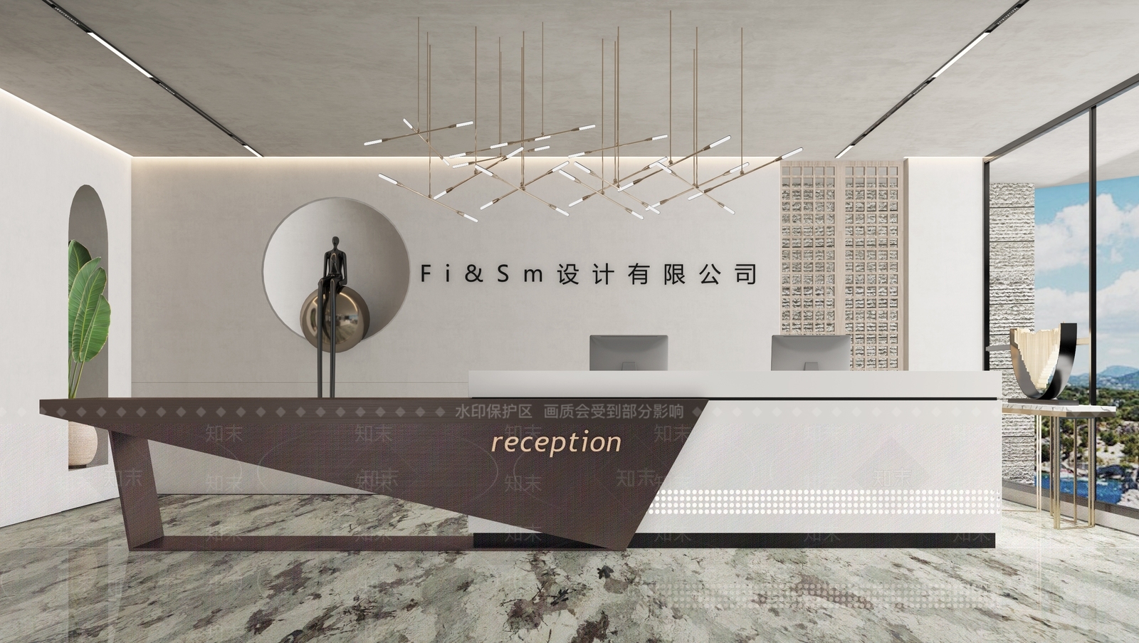 办公前台大厅3D模型下载【ID:1144370199】_知末3d模型网