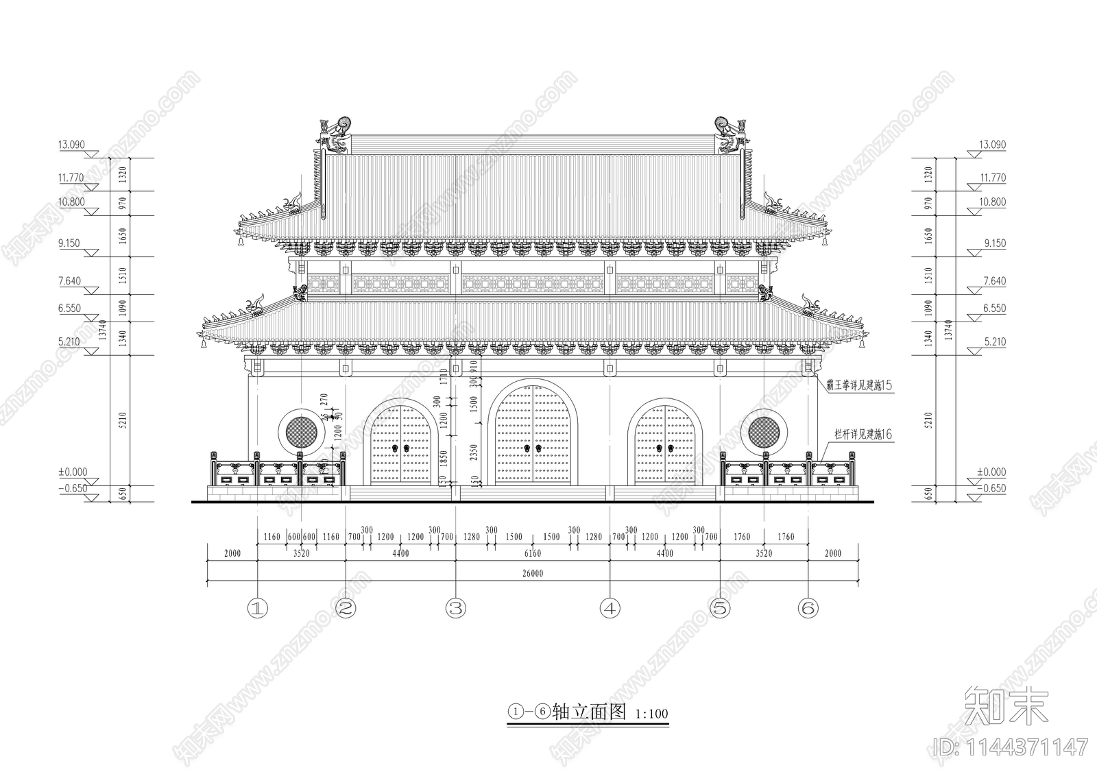 万寿寺古建筑cad施工图下载【ID:1144371147】