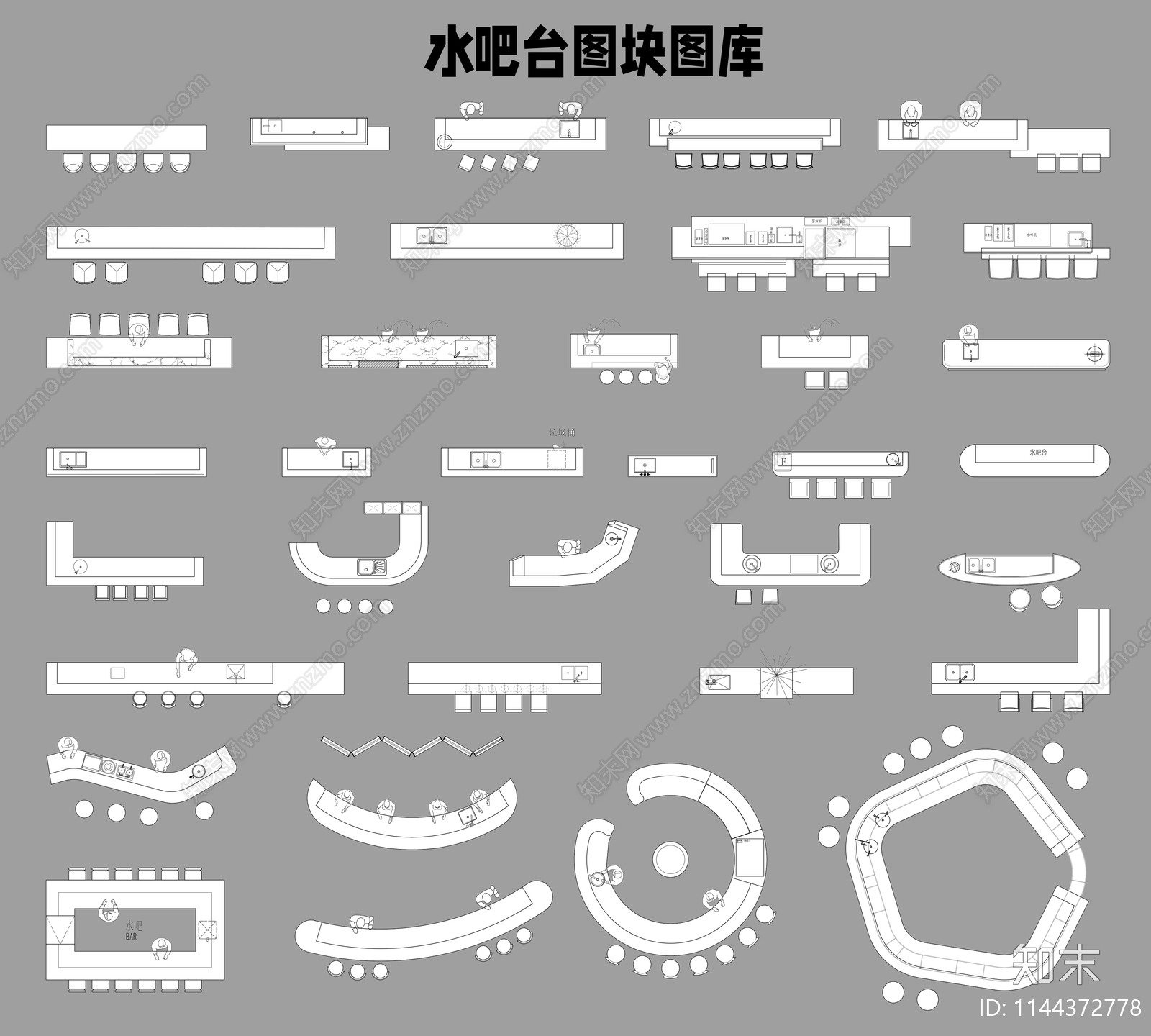 水吧台施工图下载【ID:1144372778】