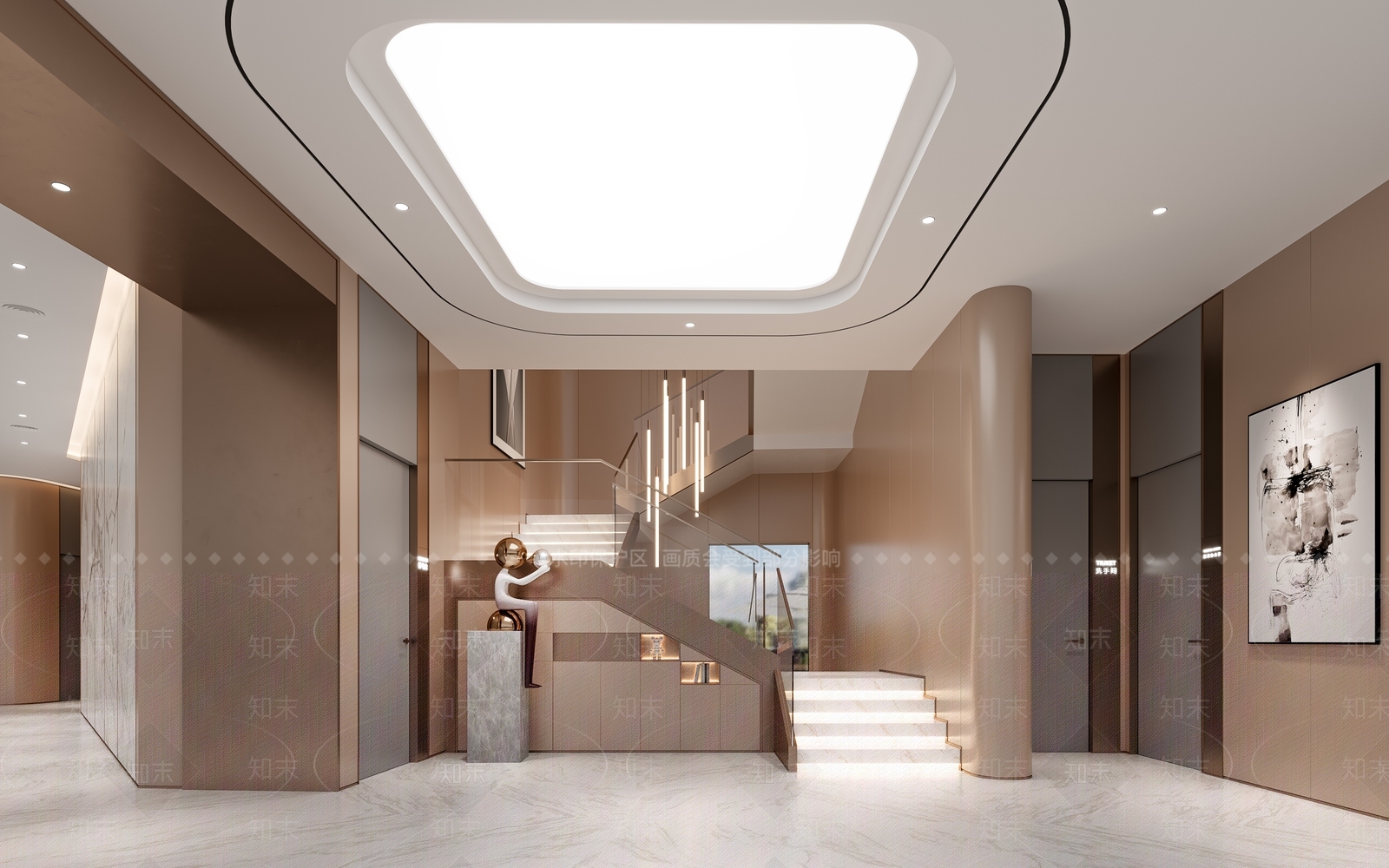 现代医院楼梯间3D模型下载【ID:1144374047】