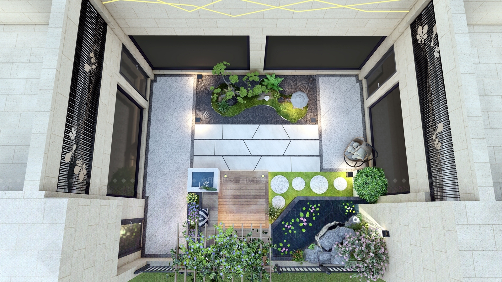 现代屋顶花园SU模型下载【ID:1144378128】