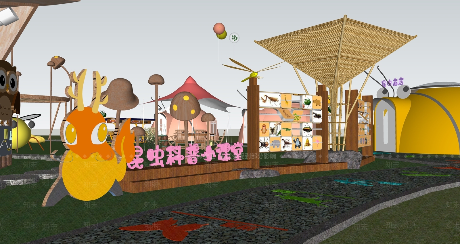 现代森林昆虫科普乐园SU模型下载【ID:1144378528】