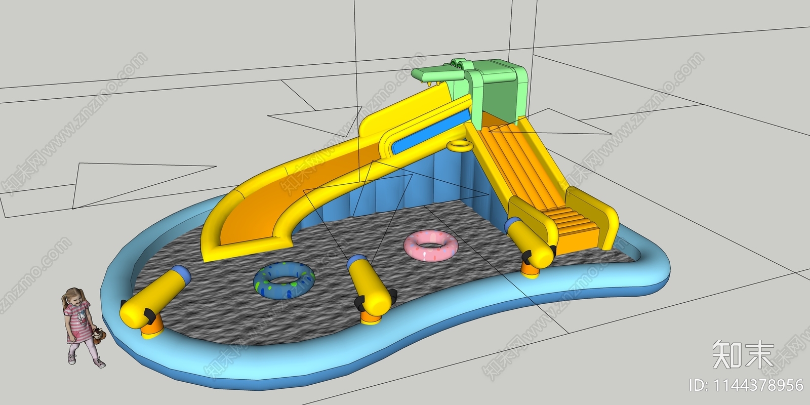 水上充气城堡SU模型下载【ID:1144378956】