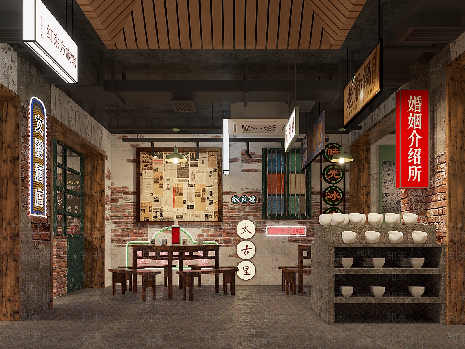 复古怀旧火锅店3D模型下载【ID:1144384306】