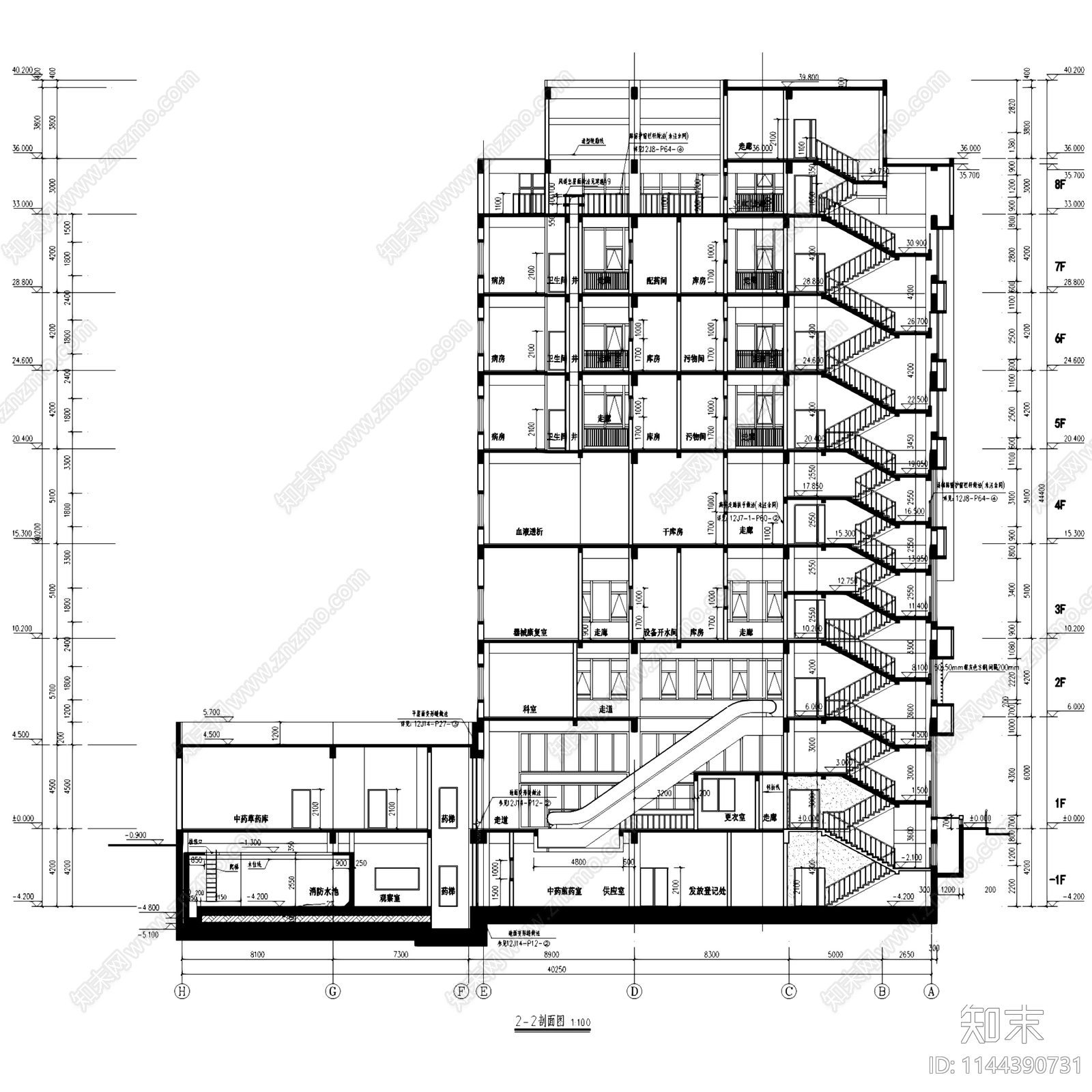 察哈尔右翼前旗蒙中医院建筑cad施工图下载【ID:1144390731】