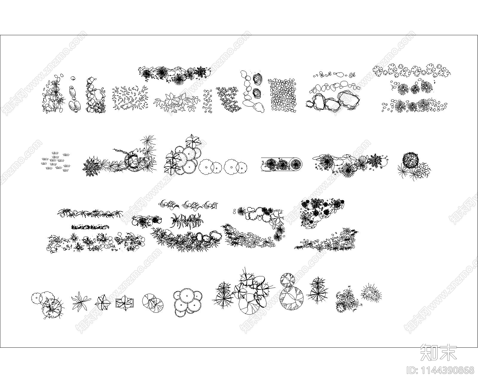 园林景观绿植小品cad施工图下载【ID:1144390868】