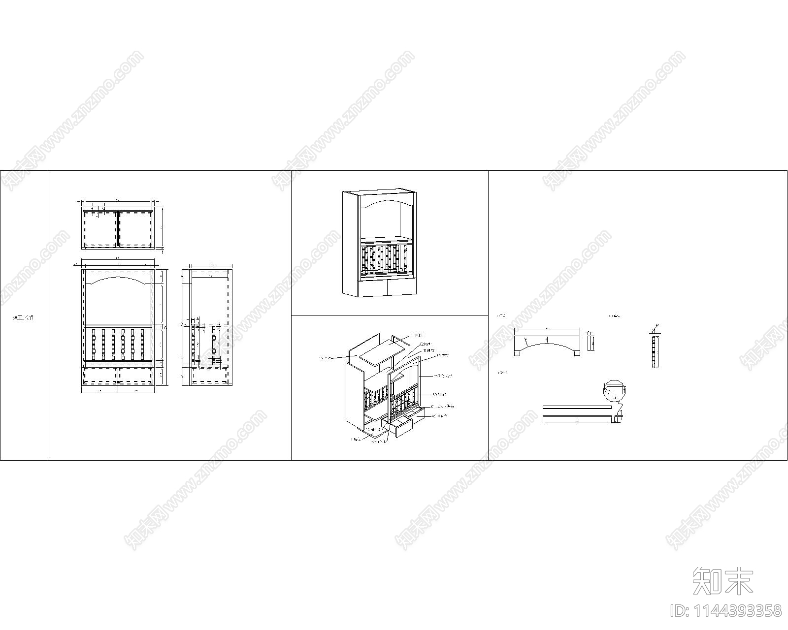 厨柜功能柜cad施工图下载【ID:1144393358】