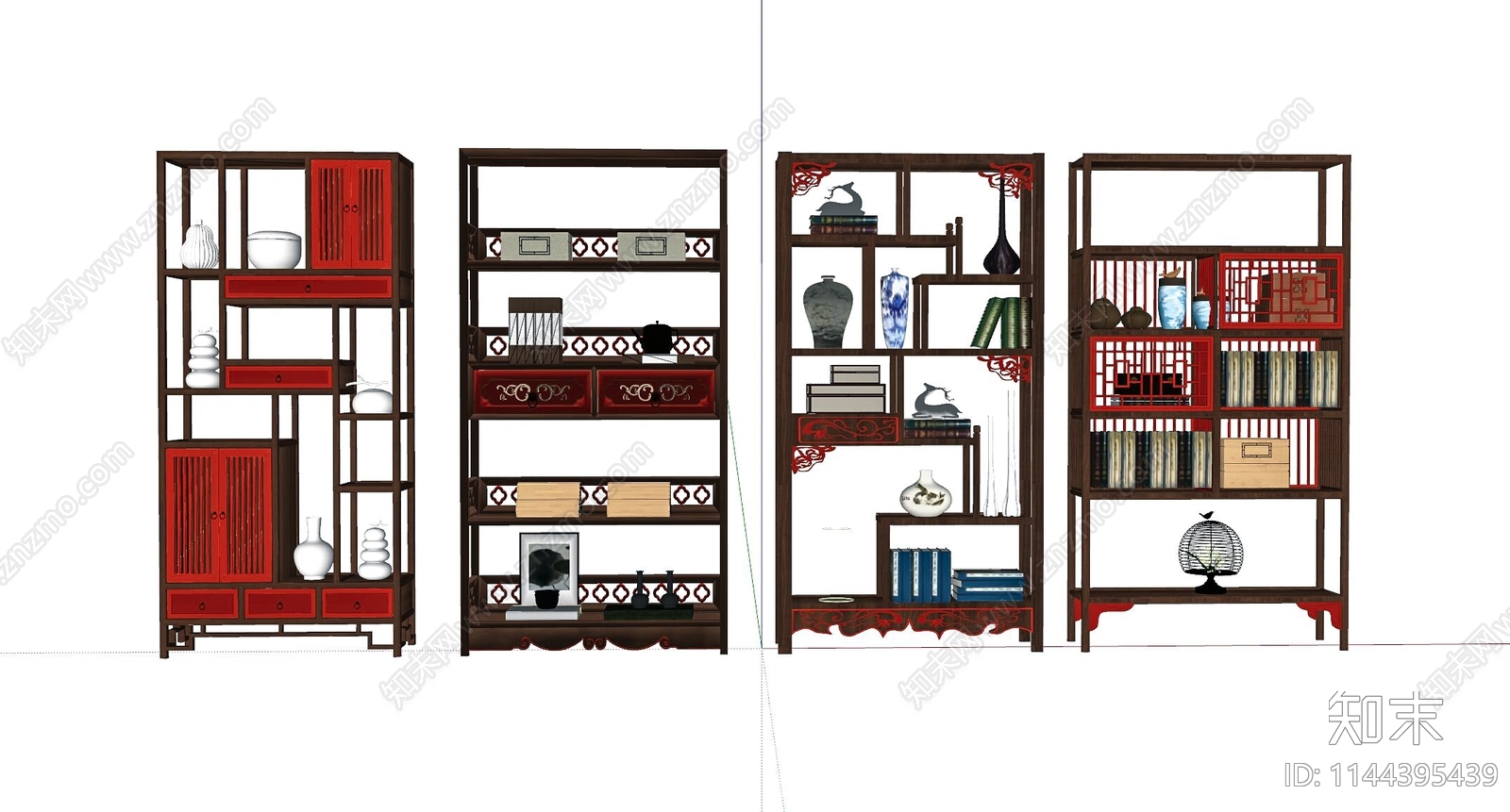 新中式博古架SU模型下载【ID:1144395439】
