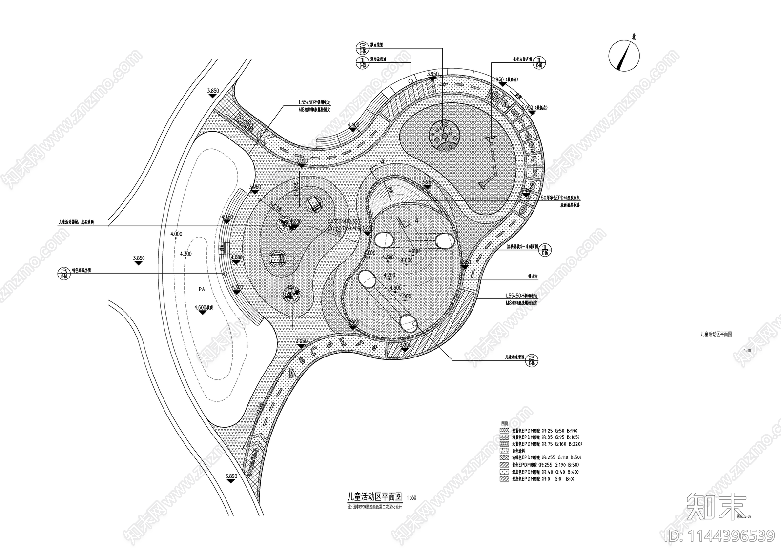 景观儿童活动场地cad施工图下载【ID:1144396539】