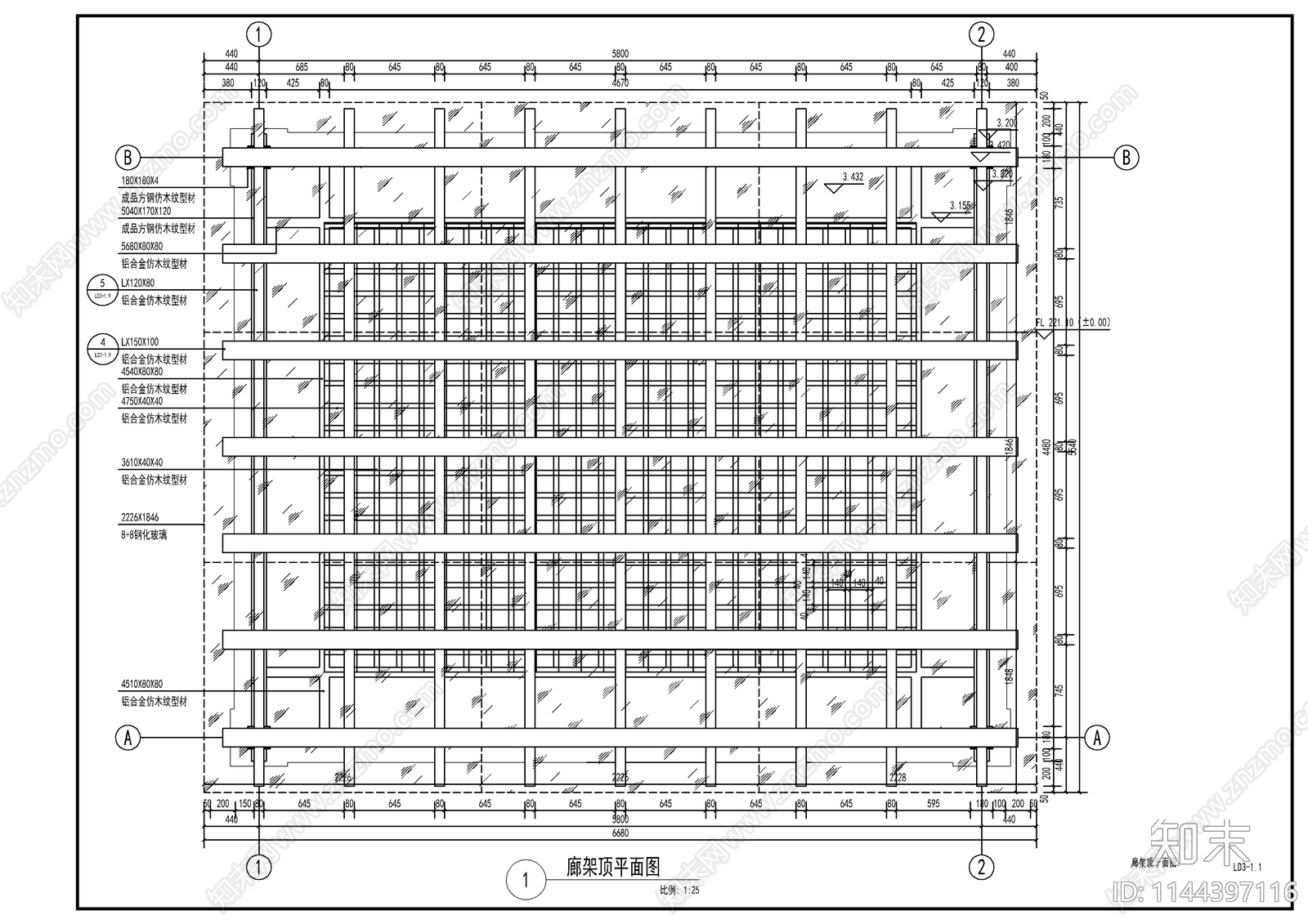 别墅庭院钢结构廊架施工图下载【ID:1144397116】