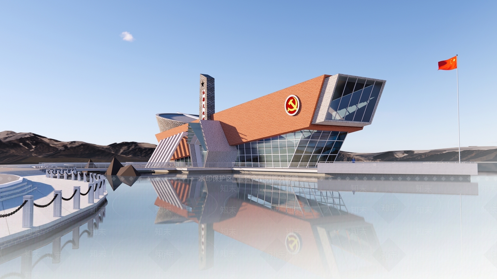 现代党建红船文化建筑SU模型下载【ID:1144402916】