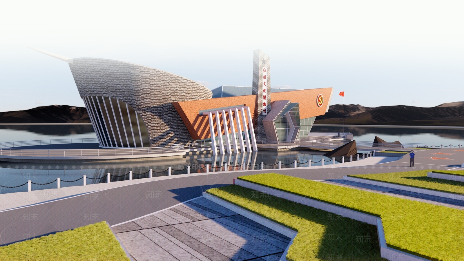 现代党建红船文化建筑SU模型下载【ID:1144402916】
