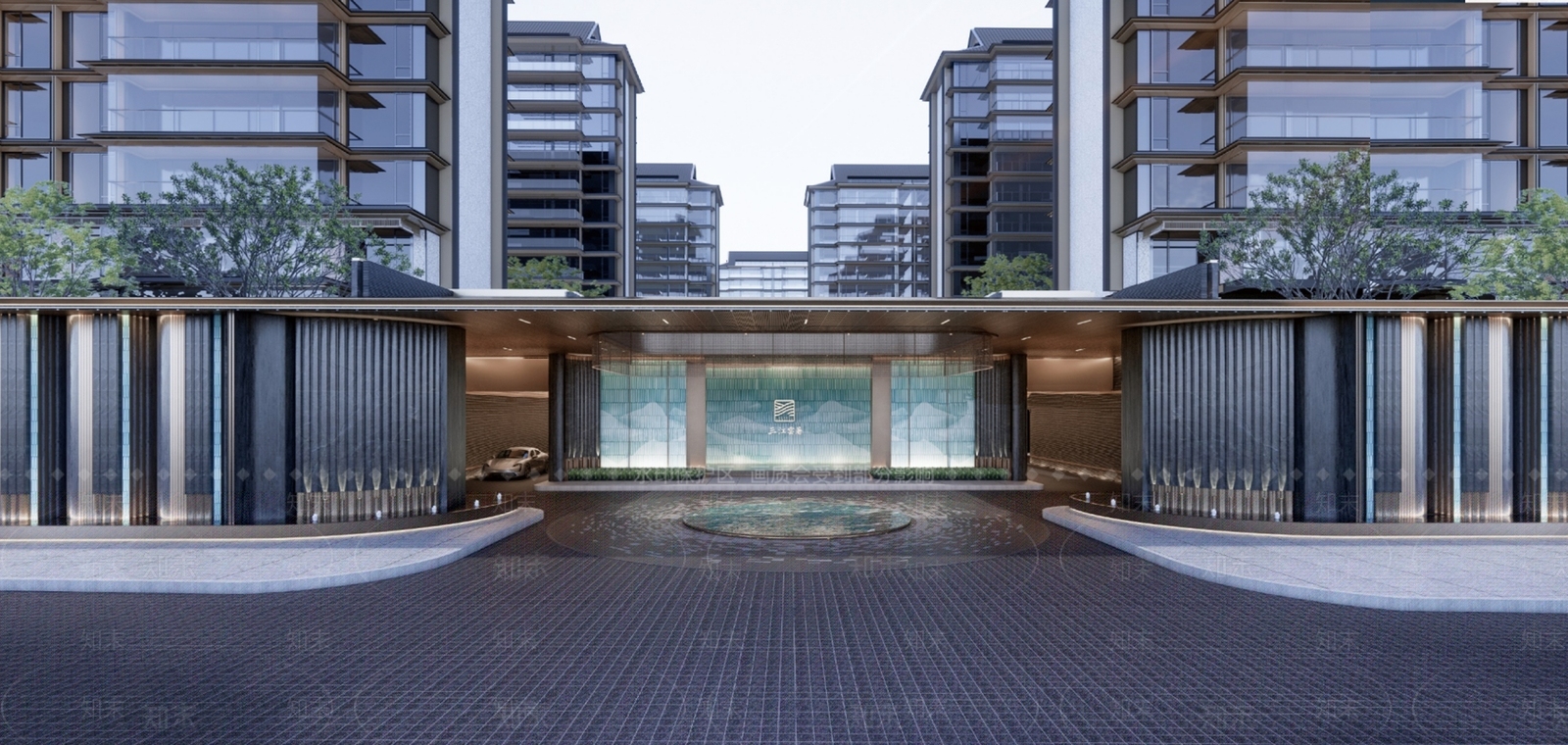 现代风格精奢小区大门SU模型下载【ID:1144405132】