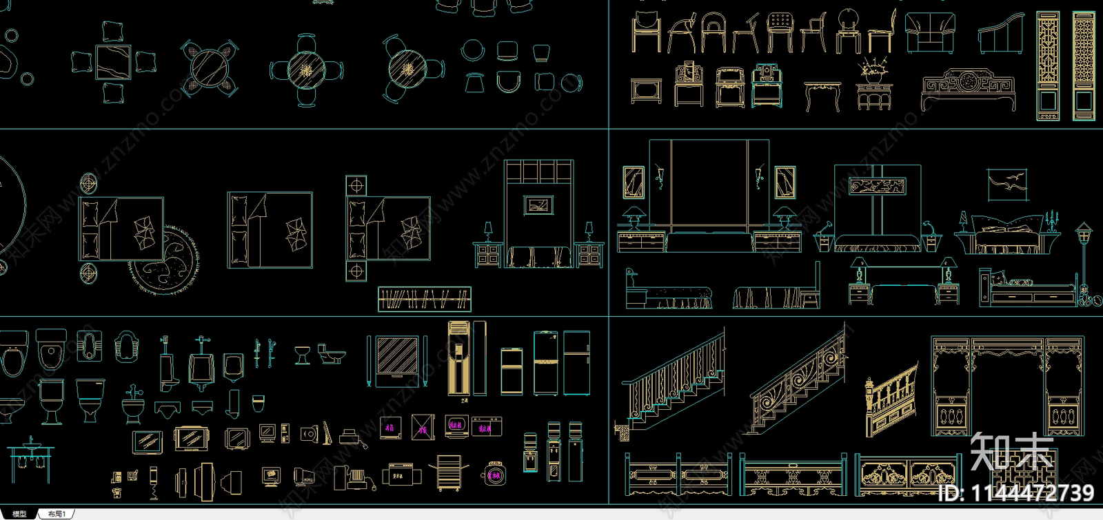 家具综合cad施工图下载【ID:1144472739】