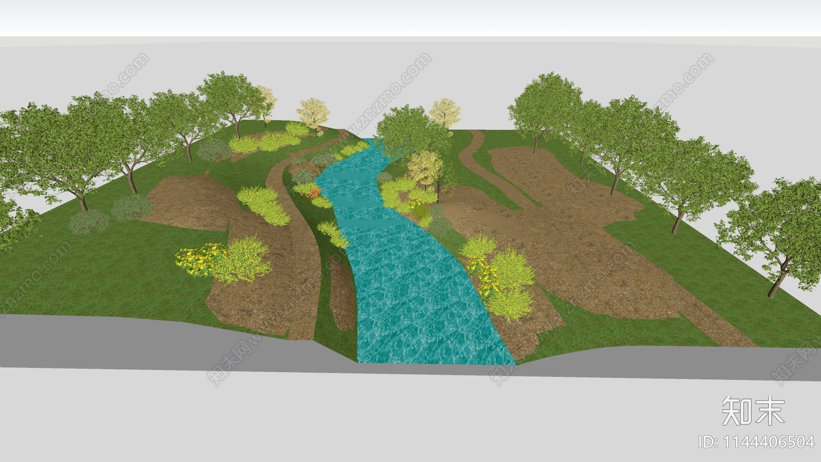 现代河流景观SU模型下载【ID:1144406504】