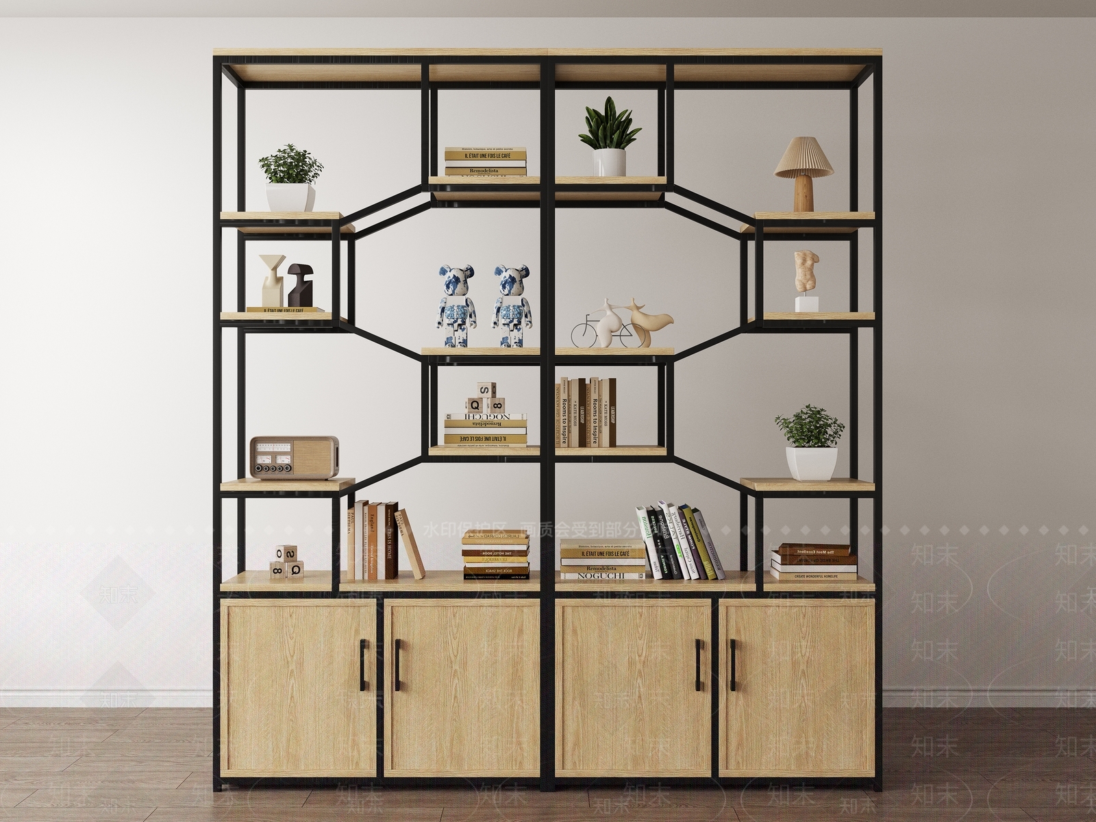 工业风书架隔断柜3D模型下载【ID:1144433538】