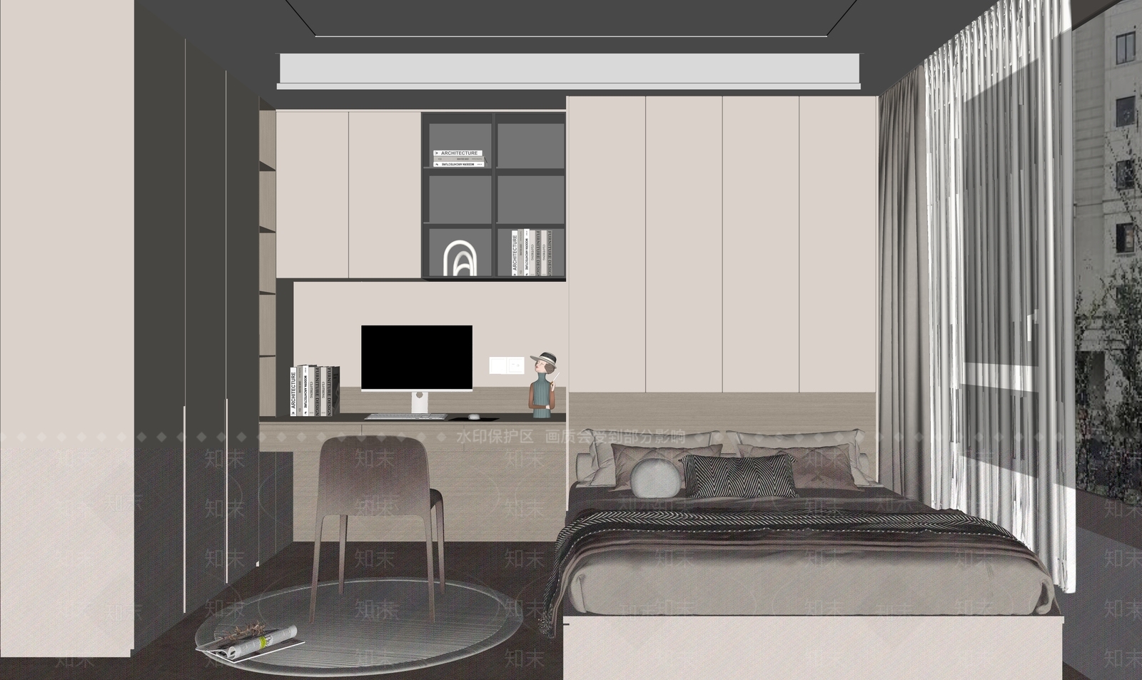 现代榻榻米卧室SU模型下载【ID:1144409847】