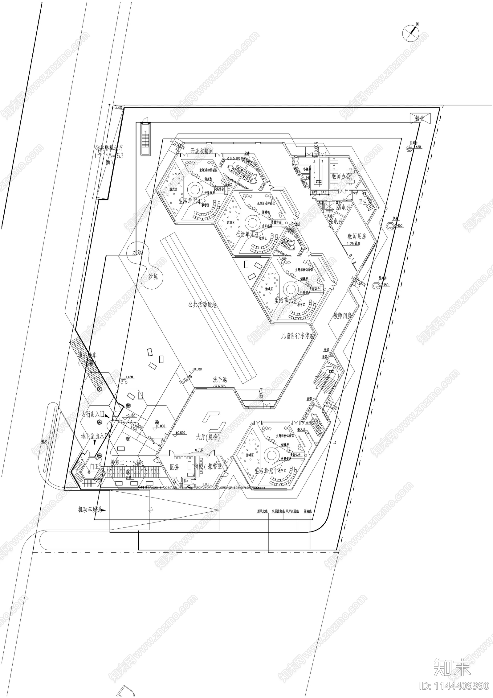 杭州滨江幼儿园建筑cad施工图下载【ID:1144409990】