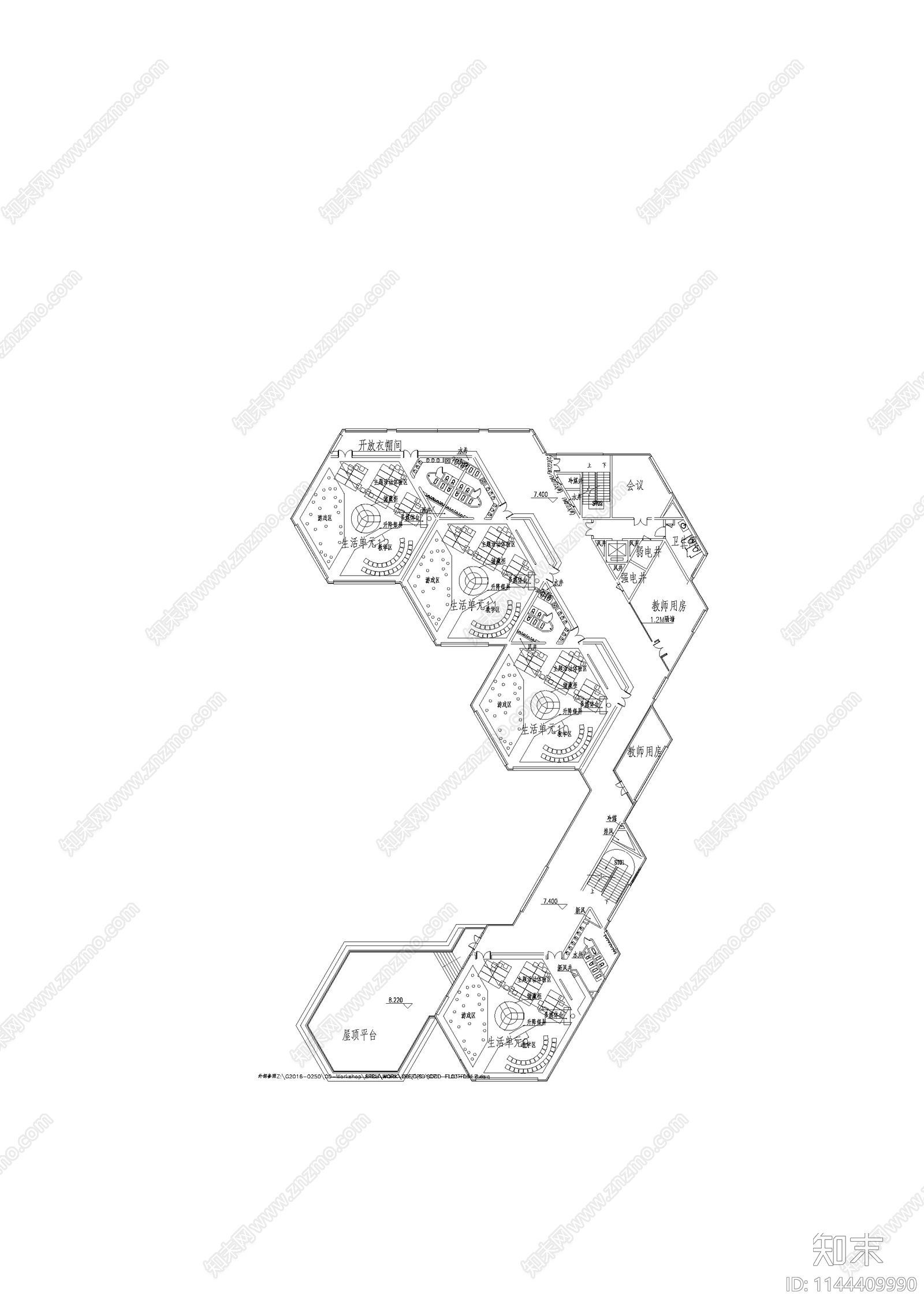 杭州滨江幼儿园建筑cad施工图下载【ID:1144409990】