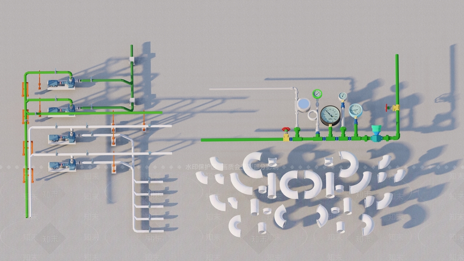 现代阀门管道SU模型下载【ID:1144411164】