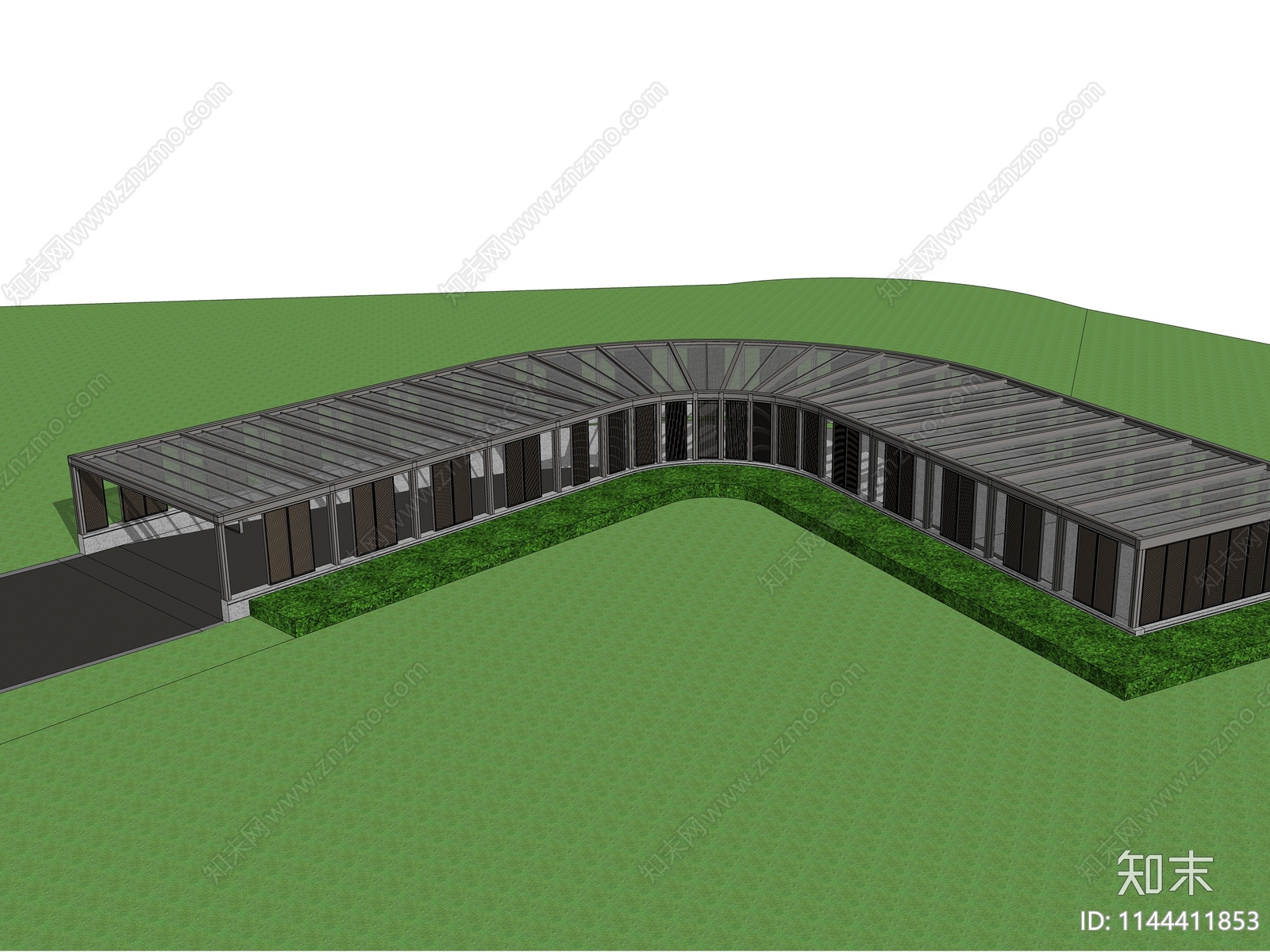 现代地下L型车库停车场入口SU模型下载【ID:1144411853】