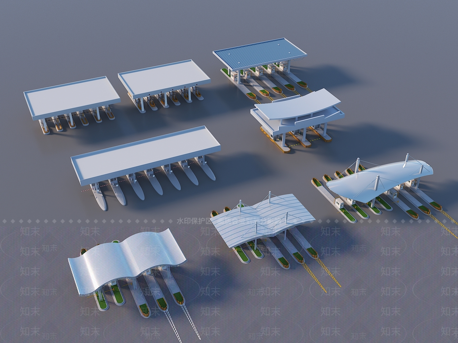 现代收费站3D模型下载【ID:1144417416】