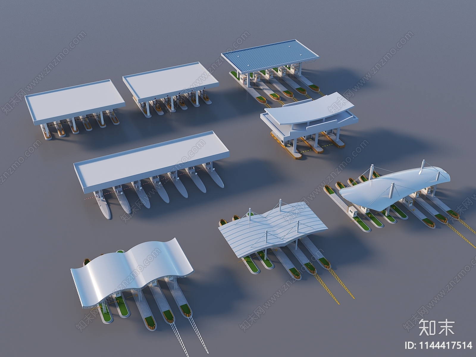 现代收费站SU模型下载【ID:1144417514】